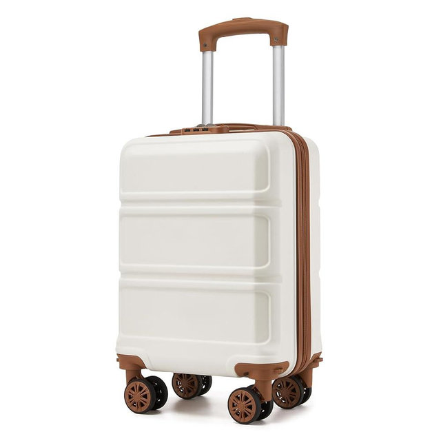 Kono 15'' Underseat Carry On Luggage Airline Approved, Anti-Scratch PC+ABS Hardshell Carry on Suitcase with Smooth Spinner Wheel, Lightweight Overnight Carry on for Short Travel, Cream White
