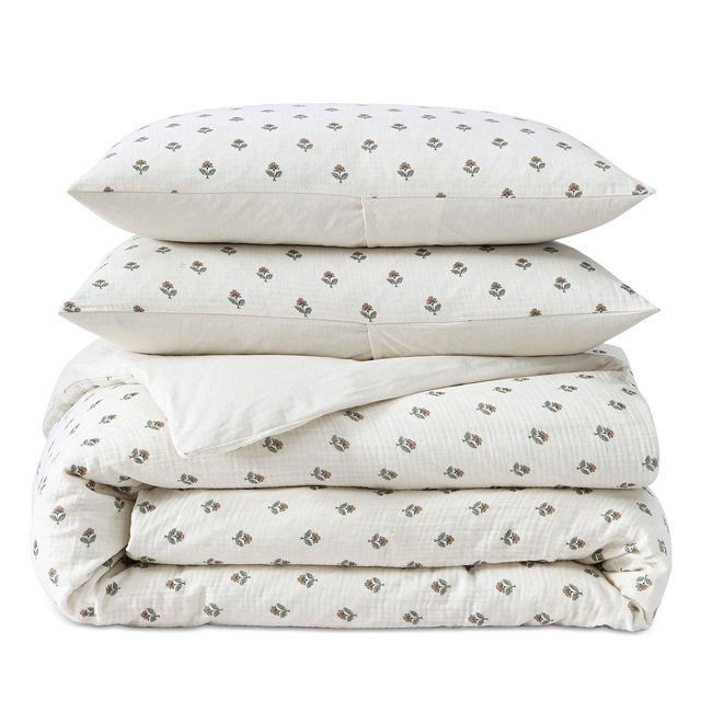 Peri Home Block Print Gauze Duvet Set, King