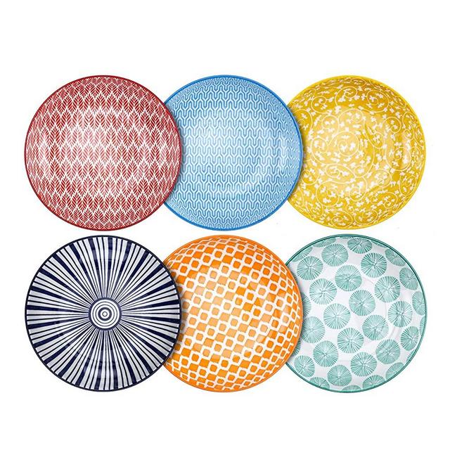 Selamica Porcelain Salad Pasta Bowls, Serving bowls - 26 Ounce, Set of 6, Assorted Colors