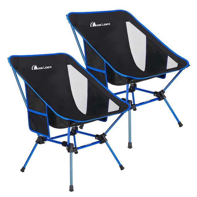 MOON LENCE Outdoor Camping Chair Compact Portable Folding Chairs with Side Pockets Packable Lightweight Heavy Duty for Camping Backpacking Hiking Beach Garden (2 Pack)