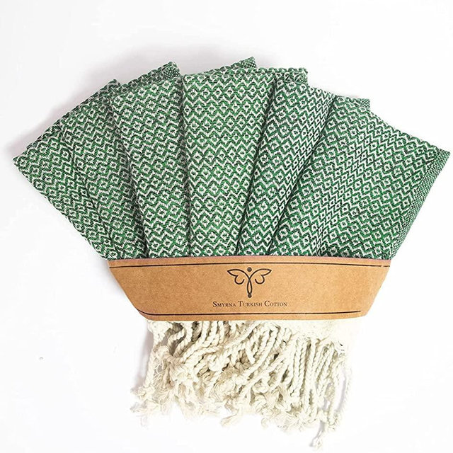 Smyrna Turkish Cotton Wash Cloths Pack of 6 | 100% Natural Cotton, 12"x17" | Versatile Bath Towels for Bathroom, Hotel, SPA | Soft, Absorbent, Prewashed and Quick Dry Turkish Hand Towels (Army Green)