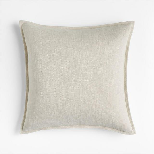 Ivory 20" Laundered Linen Pillow with Down-Alternative Insert