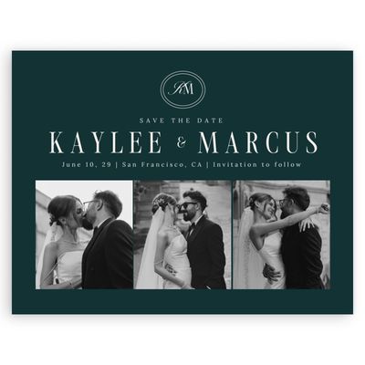 Dark Emerald, Green Wedding Digital Save the Date - Mahogany Multiphoto