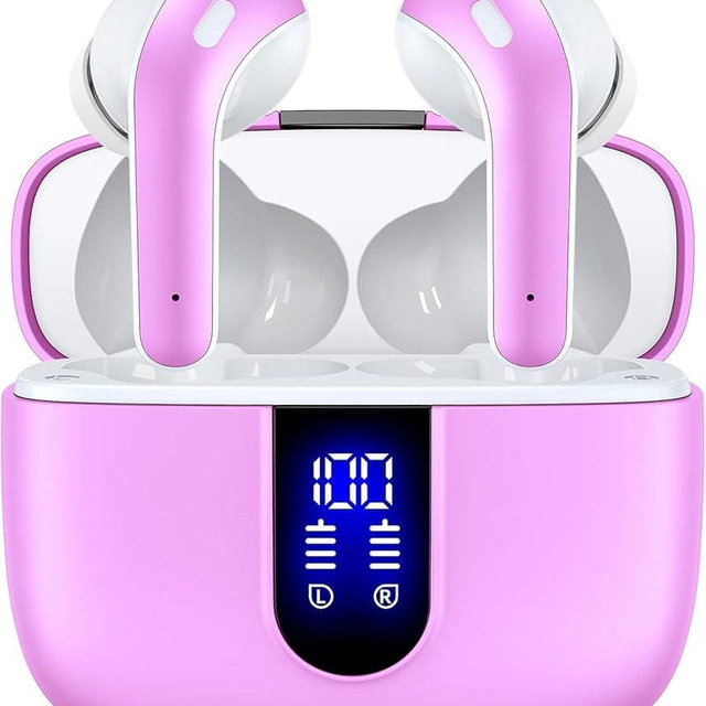 TAGRY Bluetooth Headphones True Wireless Earbuds 60H Playback LED Power Display Earphones with Wireless Charging Case IPX5 Waterproof in-Ear Ear buds with Mic for TV Smart Phone Laptop Computer Sports