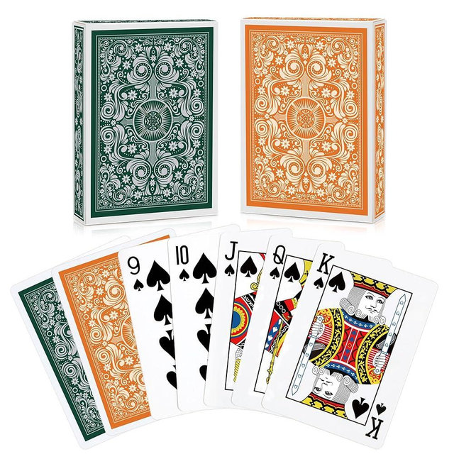 Timenued Playing Cards 2 Pack,Deck of Cards,Fun Cards Game for Adults,Poker Cards Professional,Standard Playing Cards Set,Suitable for Game Night,Various Party Game (Green/Orange)