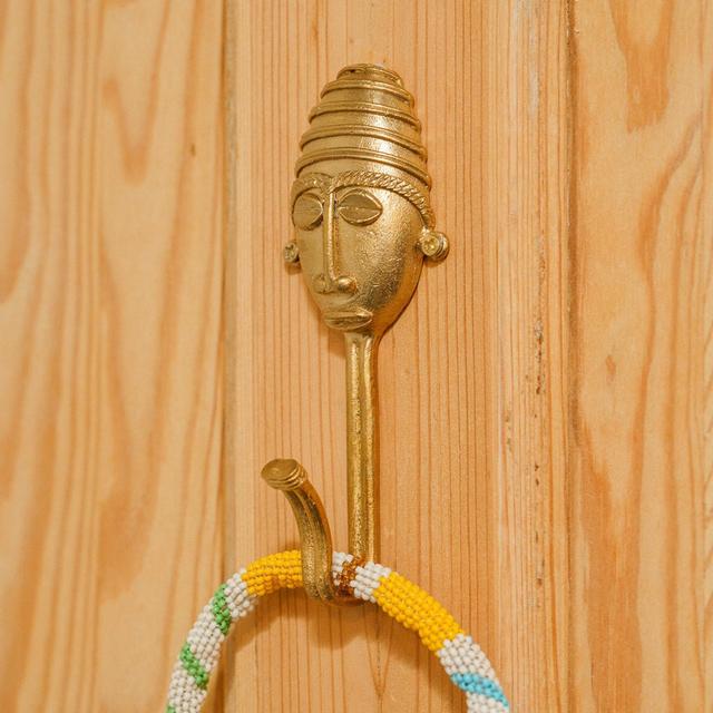Ghanaian Ashanti Brass Hook 'Striped...