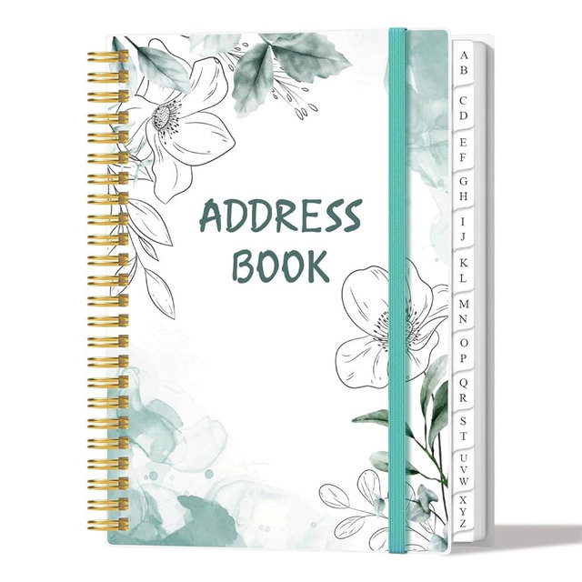 Address Book with Alphabetical Tabs - A5 Telephone & Address Book with Address Contacts, Special Date, Phone, Birthday & Internet Login Password for Home and Office, 6.2" x 8.5", Teal Flowers