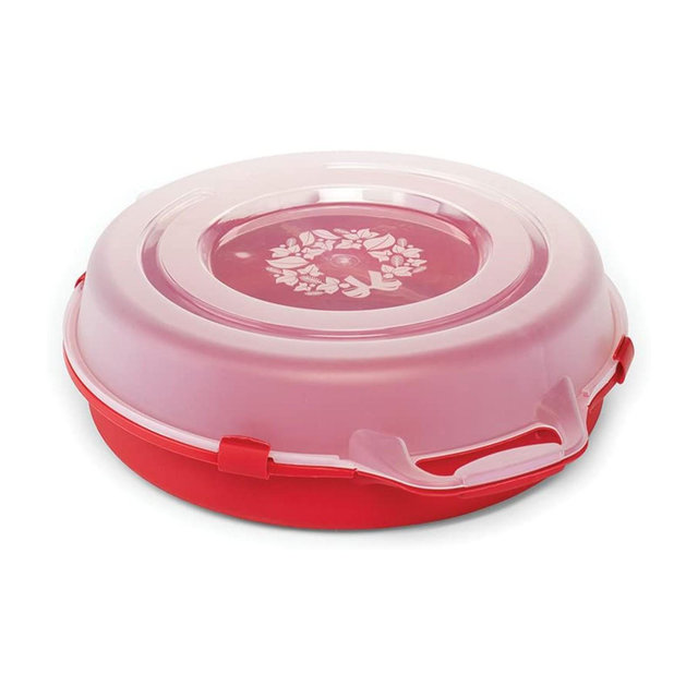 Homz 24 Inch Seasonal Holiday Christmas Plastic Wreath Storage Box, Red Set of 3