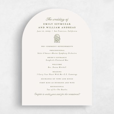 Beige Arch Wedding Program - Vianne