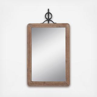 Wood Framed Rectangle Wall Mirror with Metal Hanging Bracket