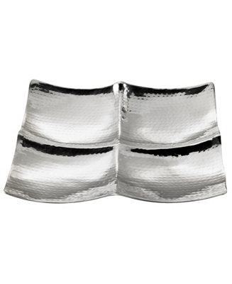 KINDWER Hammered Stainless 4 Section Square Tray