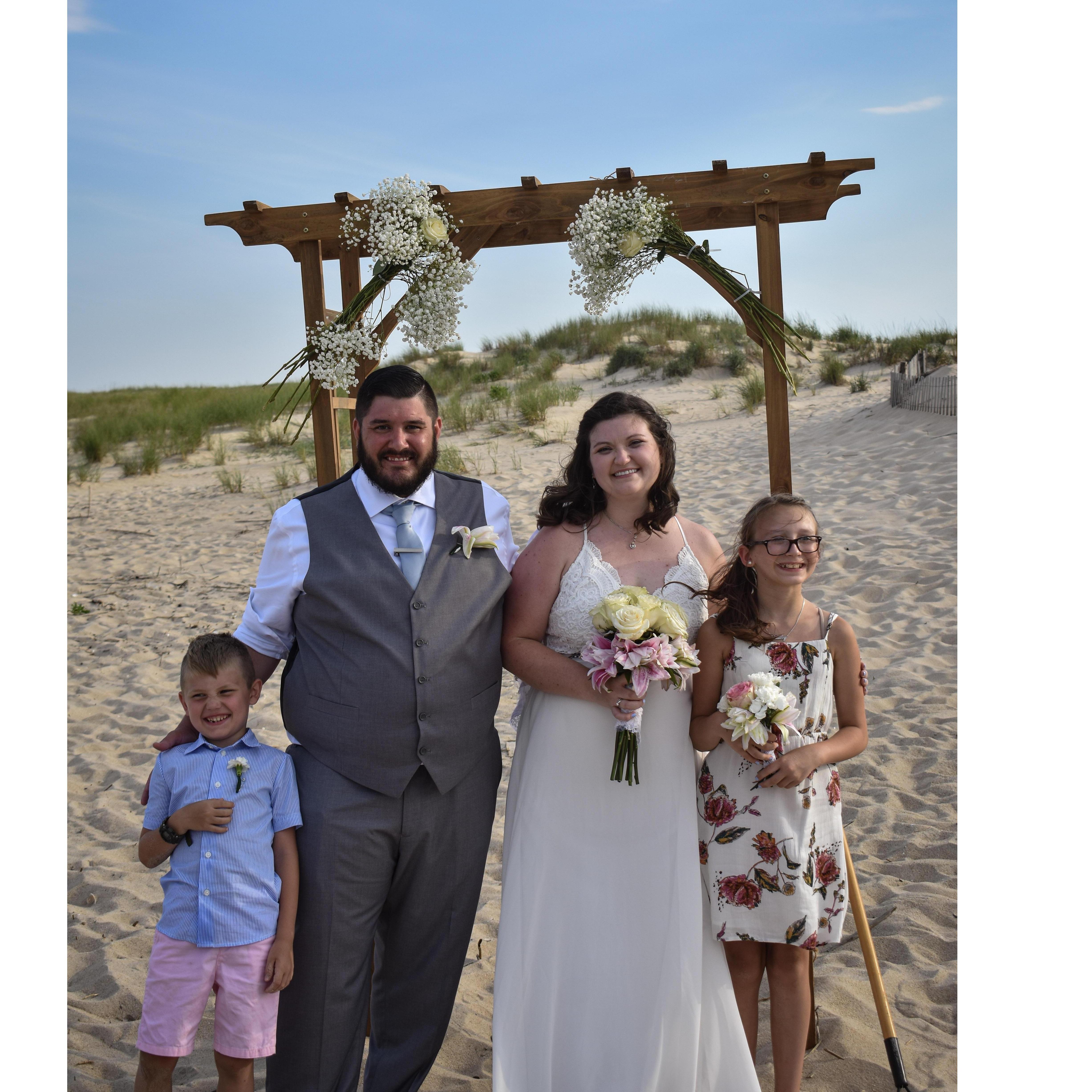 with our flower girl and ring bearer