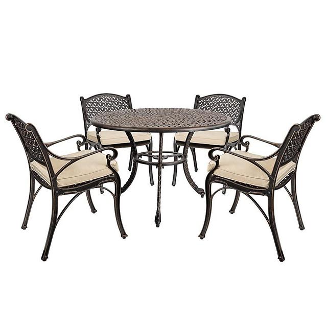 Kinger Home 5-Piece Cast Aluminum Patio Set, Metal Patio Dining Set, Patio Furniture Sets, Outdoor Furniture, Outdoor Table and Chairs with Cushions