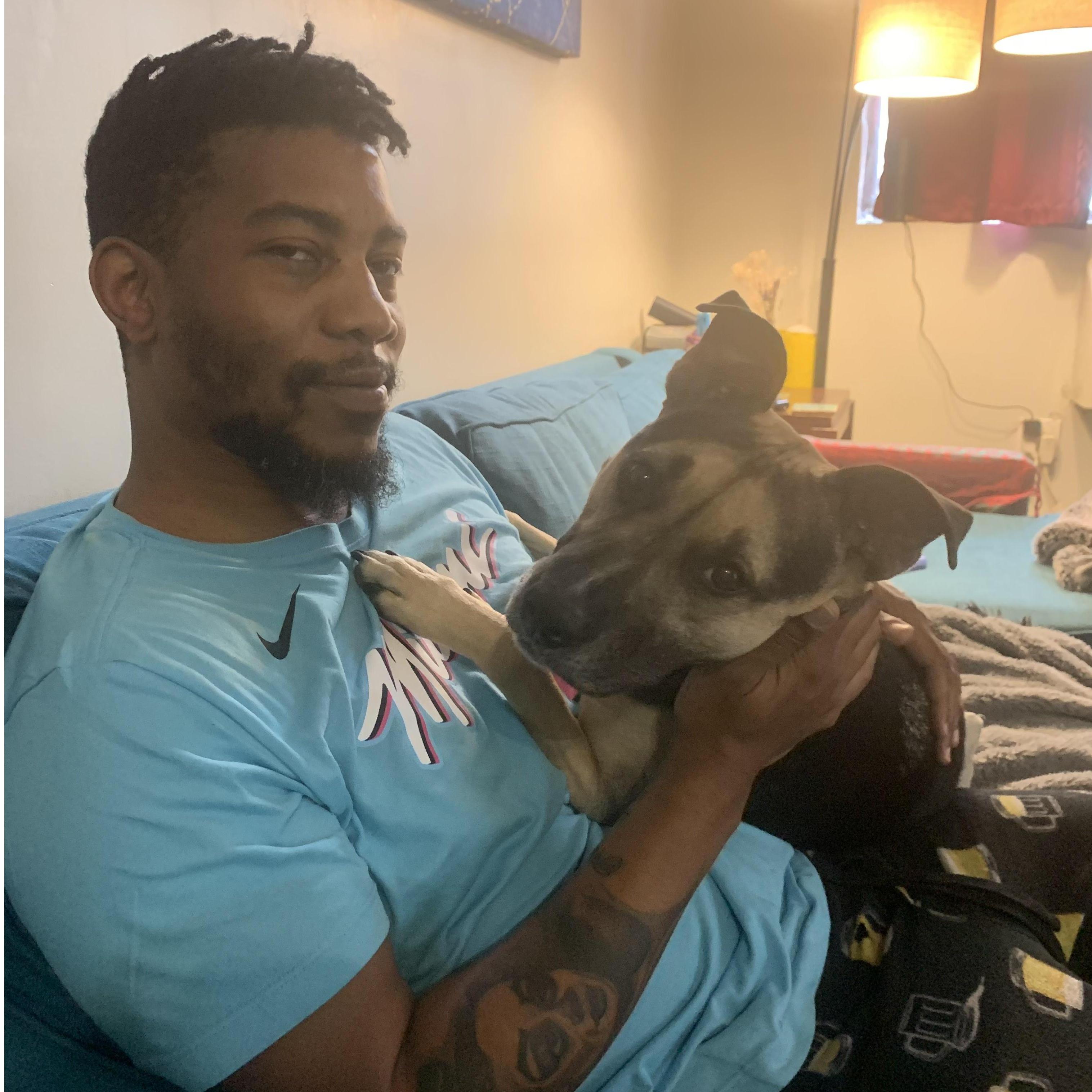 Cuddling on the couch.