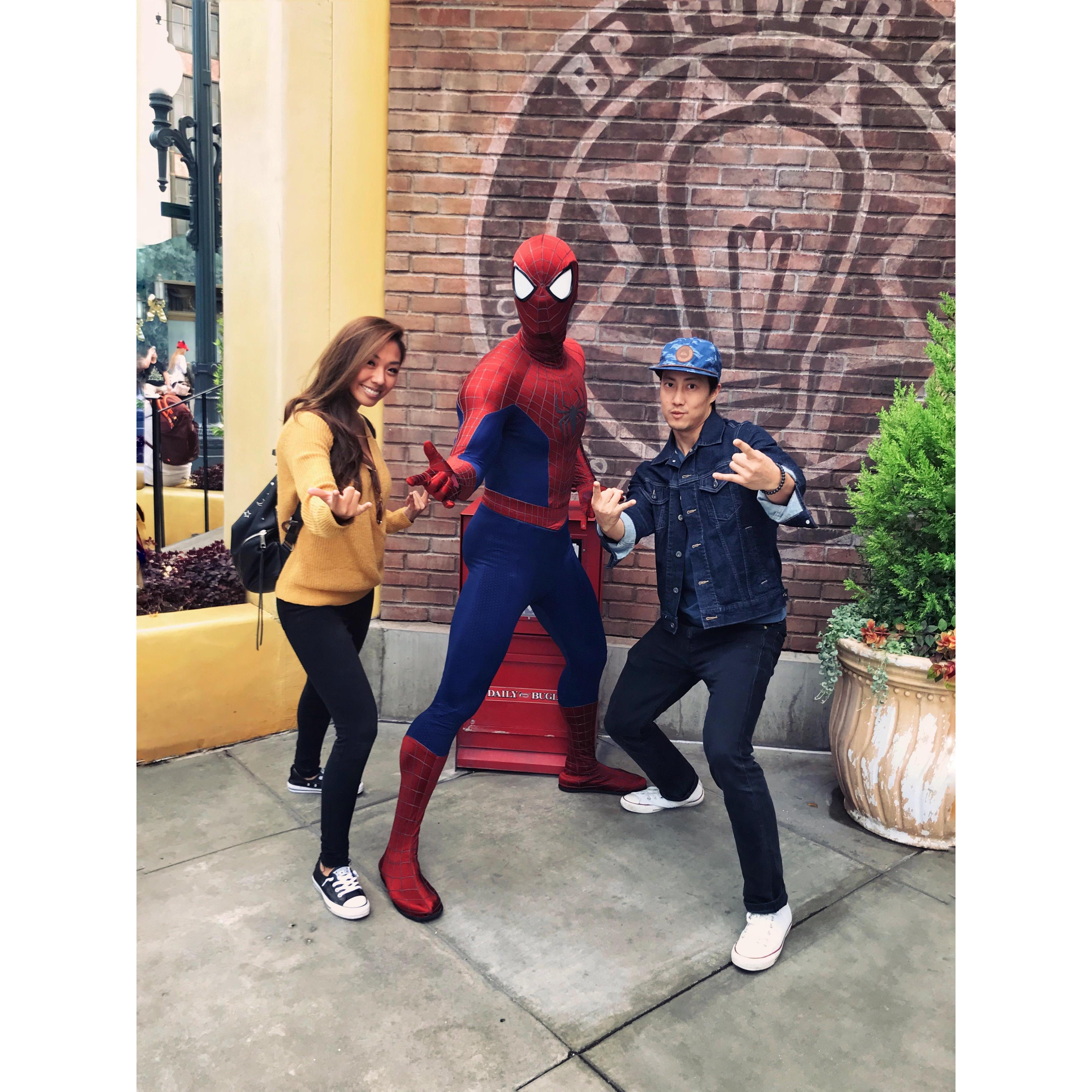 Our pure excitement seeing Spider-Man at Disneyland