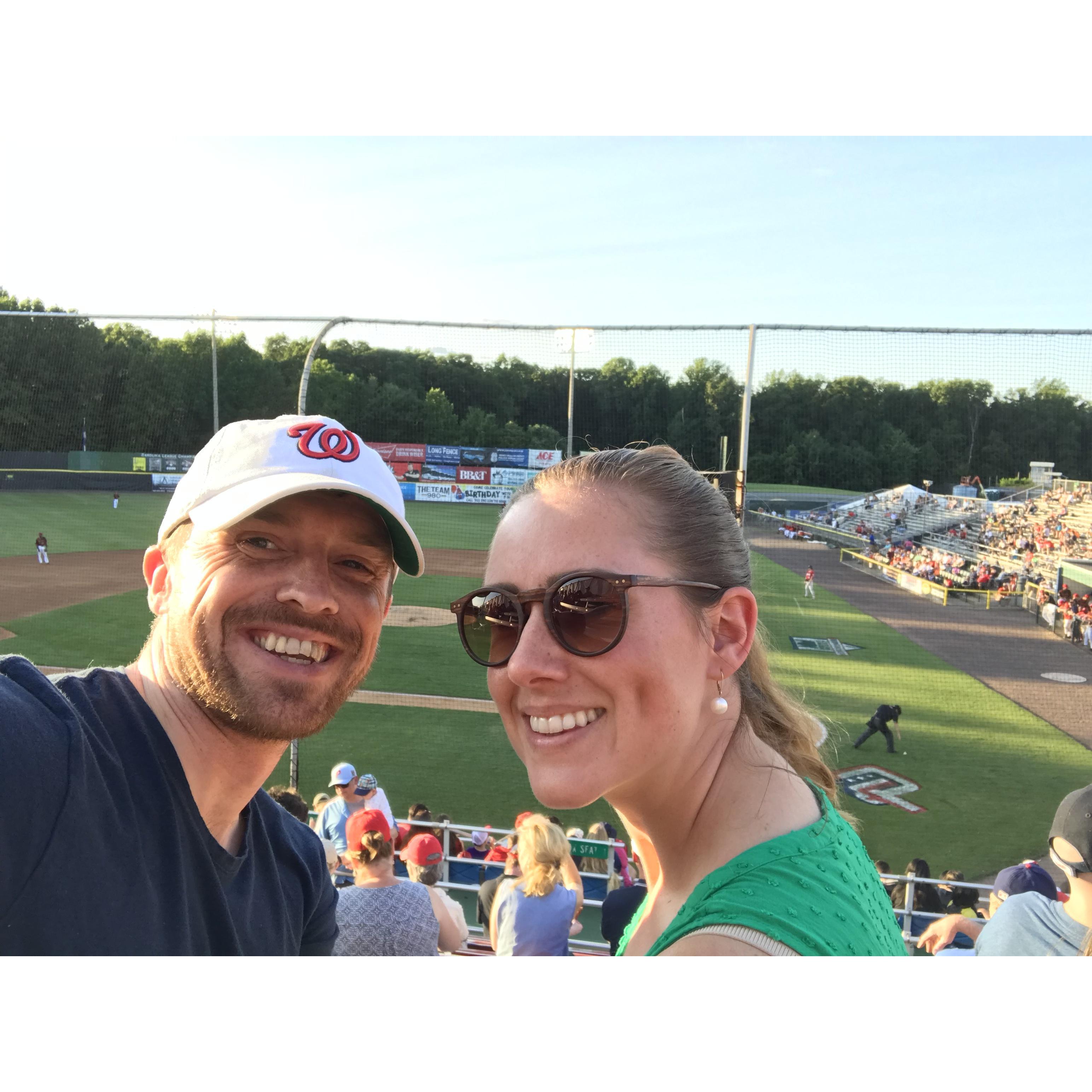 We're season ticket holders for our minor league baseball team. Let’s go Potomac Nationals!