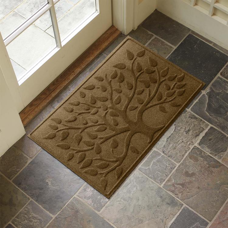 Bungalow Flooring Dog Bowl Wave 18 in. x 27 in. Bluestone Pet Polyester Pet Mat