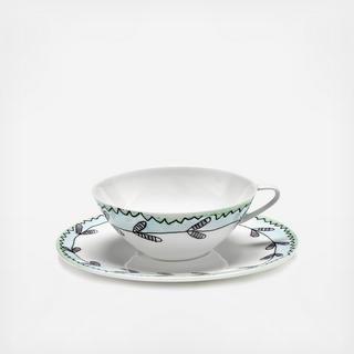 Midnight Flowers Blossom Low Coffee Cup + Saucer by Marni, Set of 2