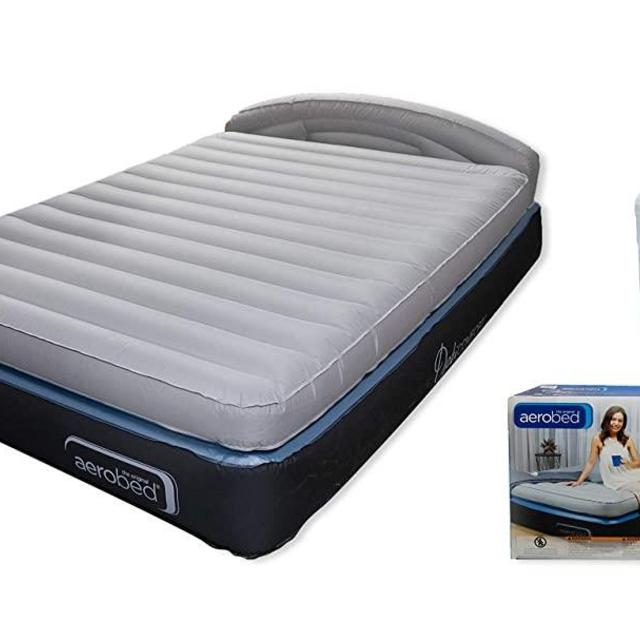 AeroBed Queen Headboard Grand Lit ( Dimensions: 77x60x18") 18 Inch Height Opticomfort Bed Gray Air Mattress With Remote Control & Whoosh Valve