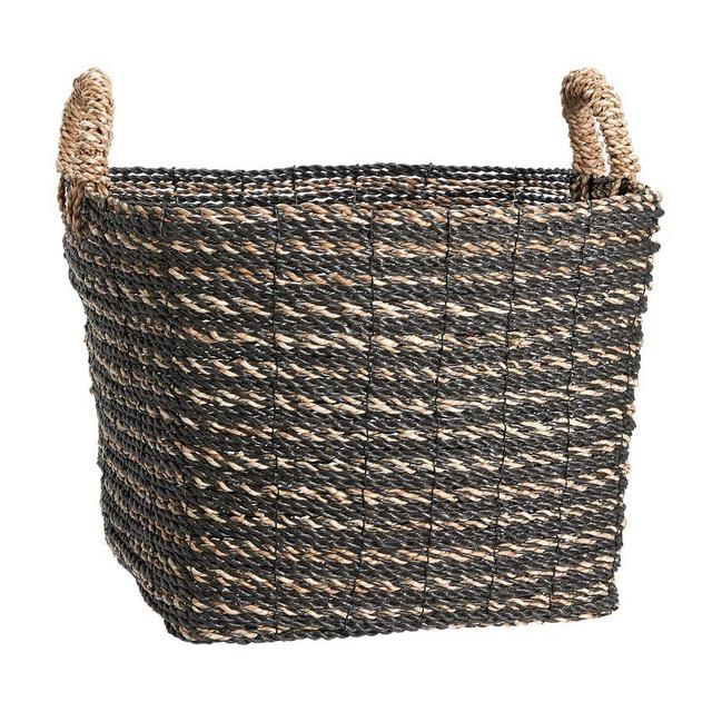 Asher Tote Basket Large, Charcoal/Natural