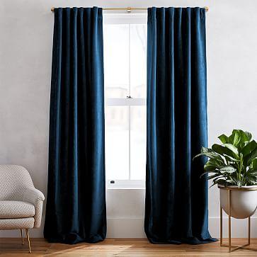 Worn Velvet Curtain, Regal Blue, 48"x84"