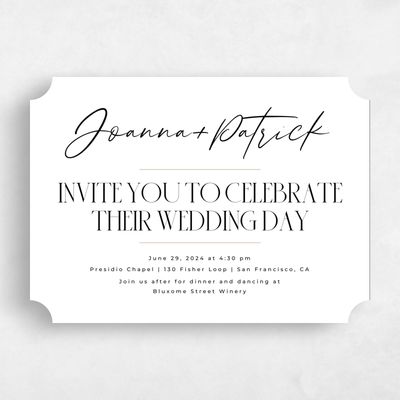 White Ticket Wedding Invitation - Hannegan Landscape