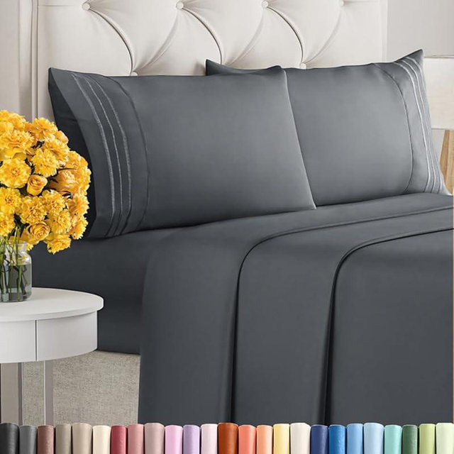 Queen Size 4 Piece Sheet Set - Extra Soft, Breathable & Cooling Sheets - Hotel Luxury Durable Bed Sheets for Women & Men - Deep Pockets, Easy-Fit & Wrinkle-Free Sheets - Slate Blue Oeko-Tex Bed Sheets