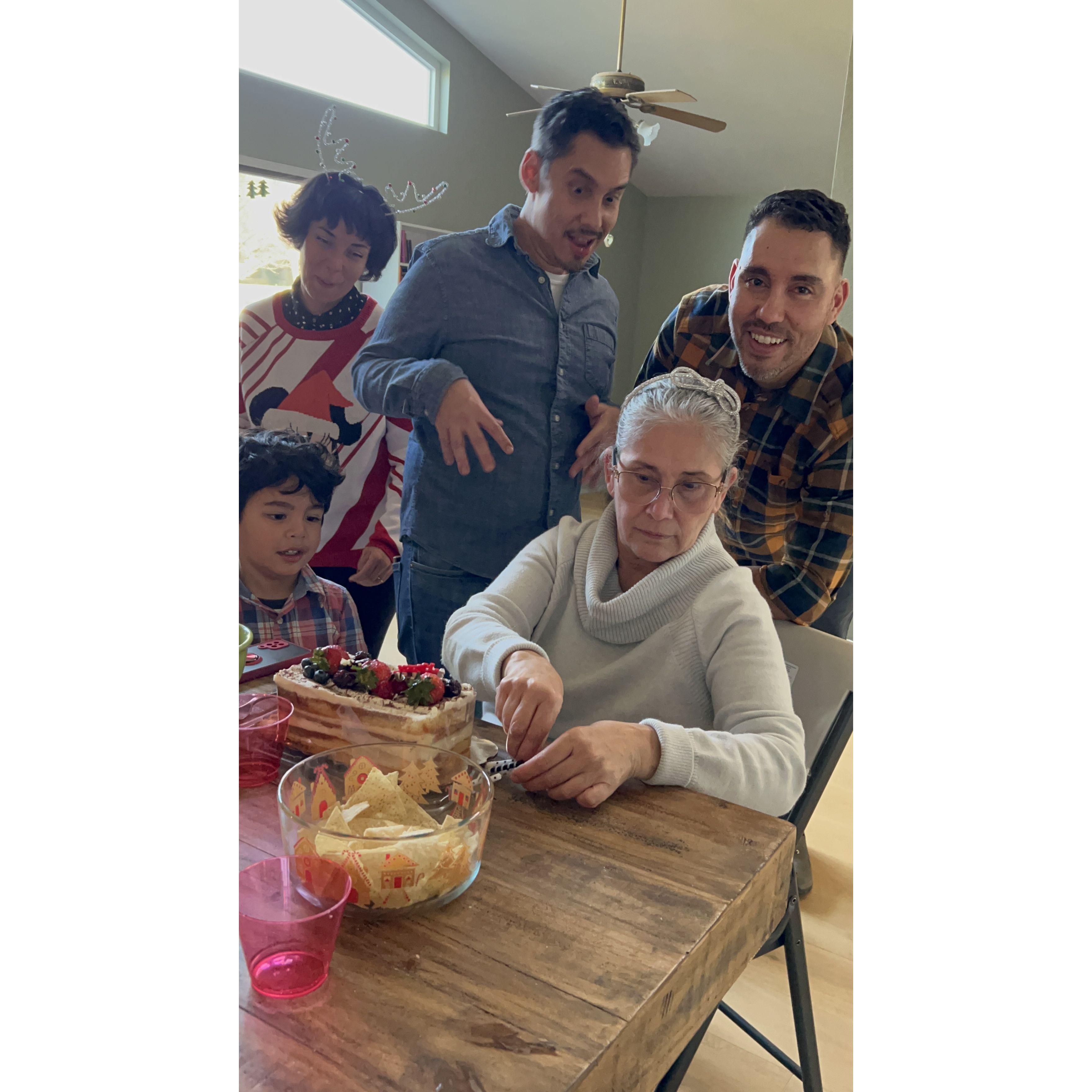 Celebrating Christmas and Margie's birthday at casita Arliss- Dec 2023.