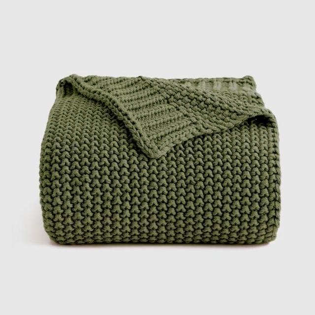 Cotton Fisherman Throw in Olive