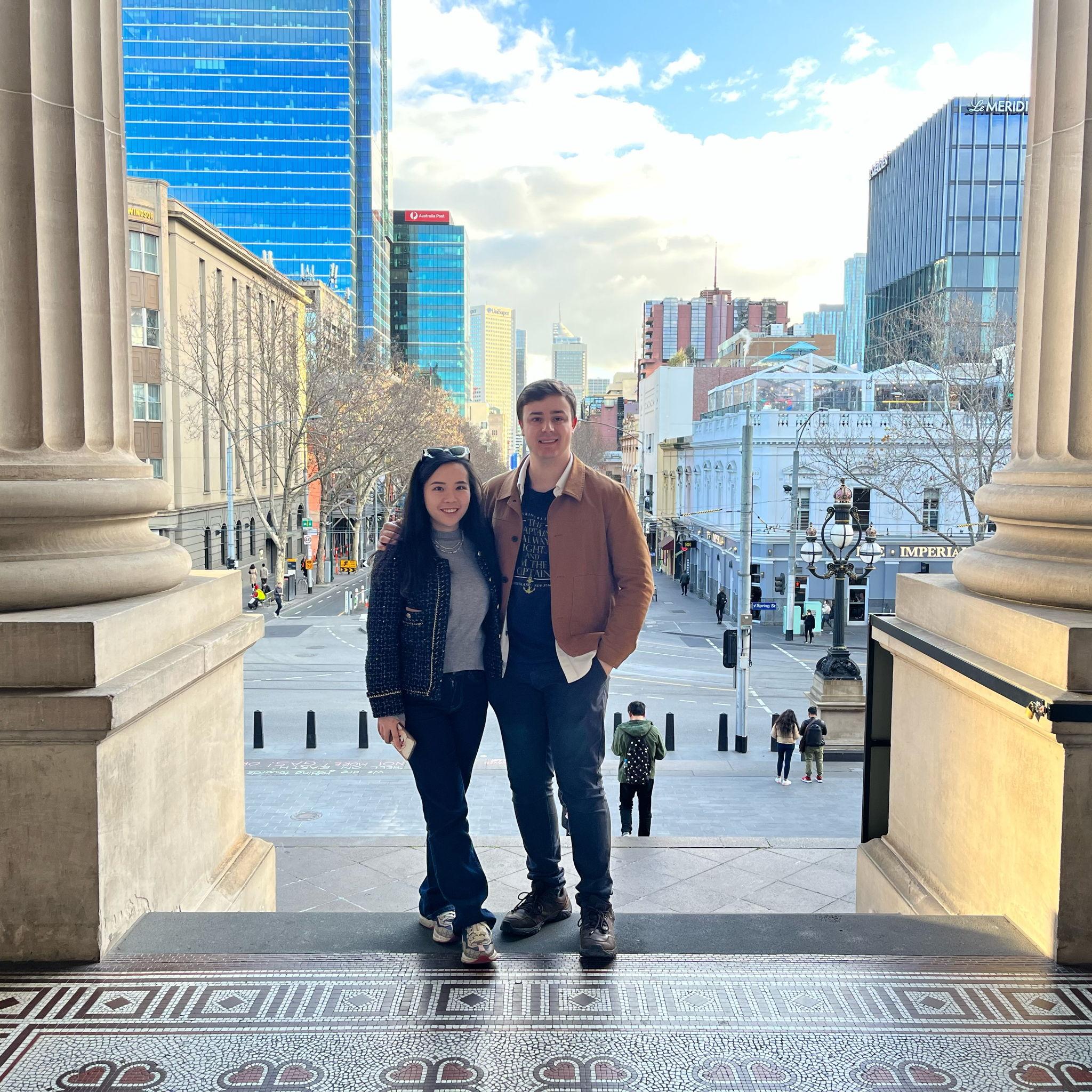 July 2023, Melbourne, Australia - Looking back out from the Parliament House of Victoria.