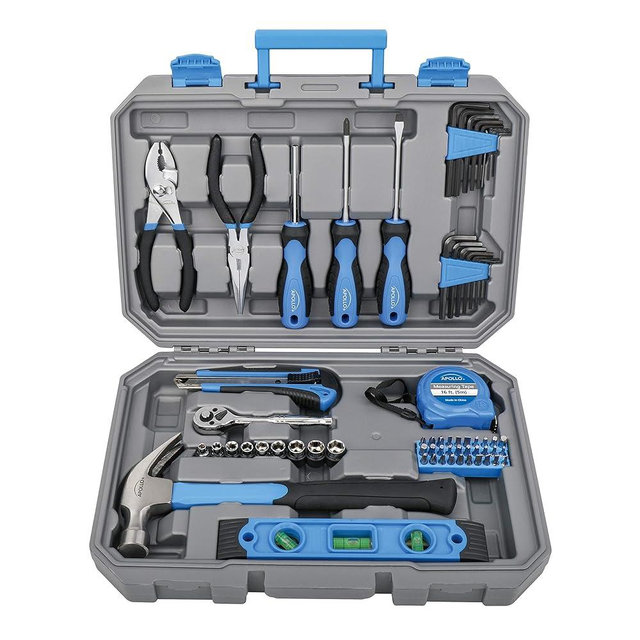 Apollo Tools 65-Piece Essential Tool Set with Sockets and Most-Used Tools for Do it Yourself Repairs and Maintenance Blue - DT0001
