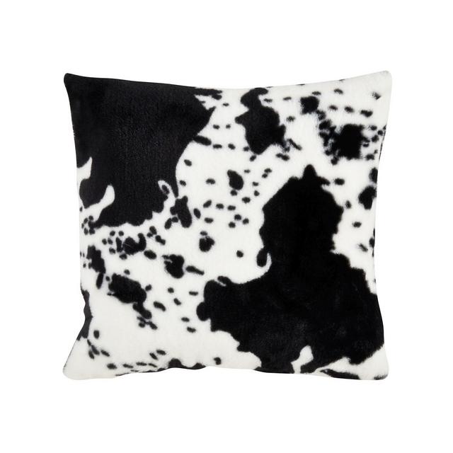 Saro Lifestyle Polyester Filled Faux Fur Cow Hide Throw Pillow, 18" x 18"