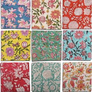 DIYANAIMPEX 10 Pc Cotton Cloth Napkins Hand Block Print Hand Made Size 16x16 Inch Printed Home Decor Indian Eco Friendly Mix Lot Dinner Napkins (Multicoloured)