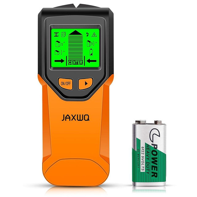 Stud Finder Wall Scanner - 5 in 1 Stud Finder Tool w/Smart Chip and HD LCD Display, Stud Detector Beam Finders for the Center and Edge of Wood AC Wire Metal Studs Joist Pipe (Orange Juice)
