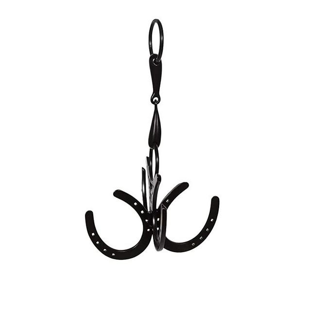 Tack Room Studio Solid Brass 4 Horseshoe Hanging Cleaning Hook (Black)