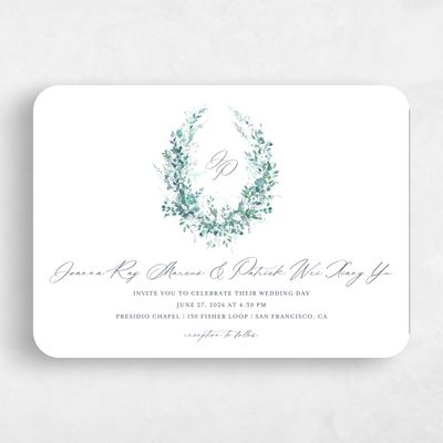 White Rounded Wedding Invitation - Blosser Landscape