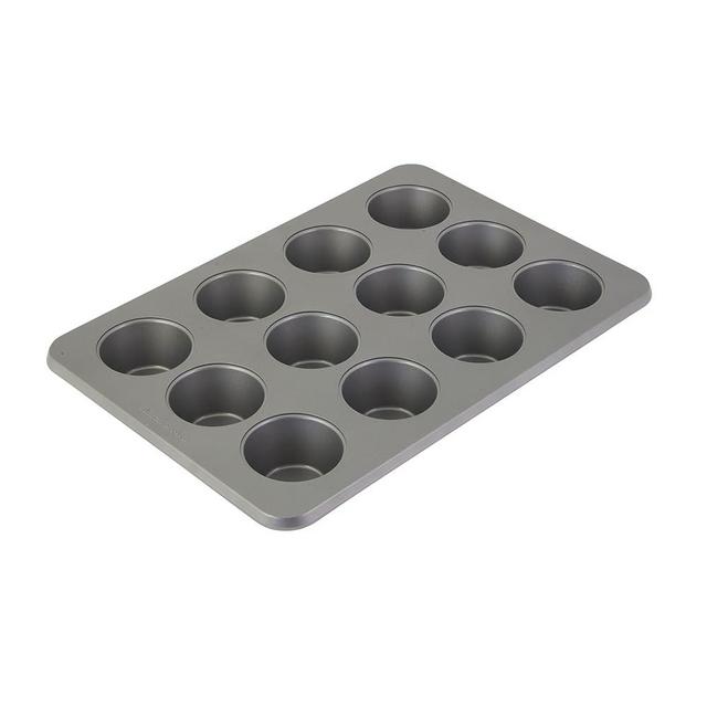 KitchenAid Nonstick 12 Count Muffin Pan with Extended Handles for Easy Girp, Aluminized Steel to Promoted Even Baking, Dishwasher Safe