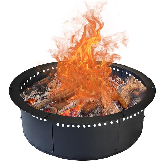SoulMate Outdoor 52-Inch Outer/48-Inch Inner Fire Pit Ring Smokeless,Duty Solid Metal Steel Round Firepit Rim Insert for DIY Fire Pits, Outdoor Above or In-Ground, Camping Garden Patio Backyard.