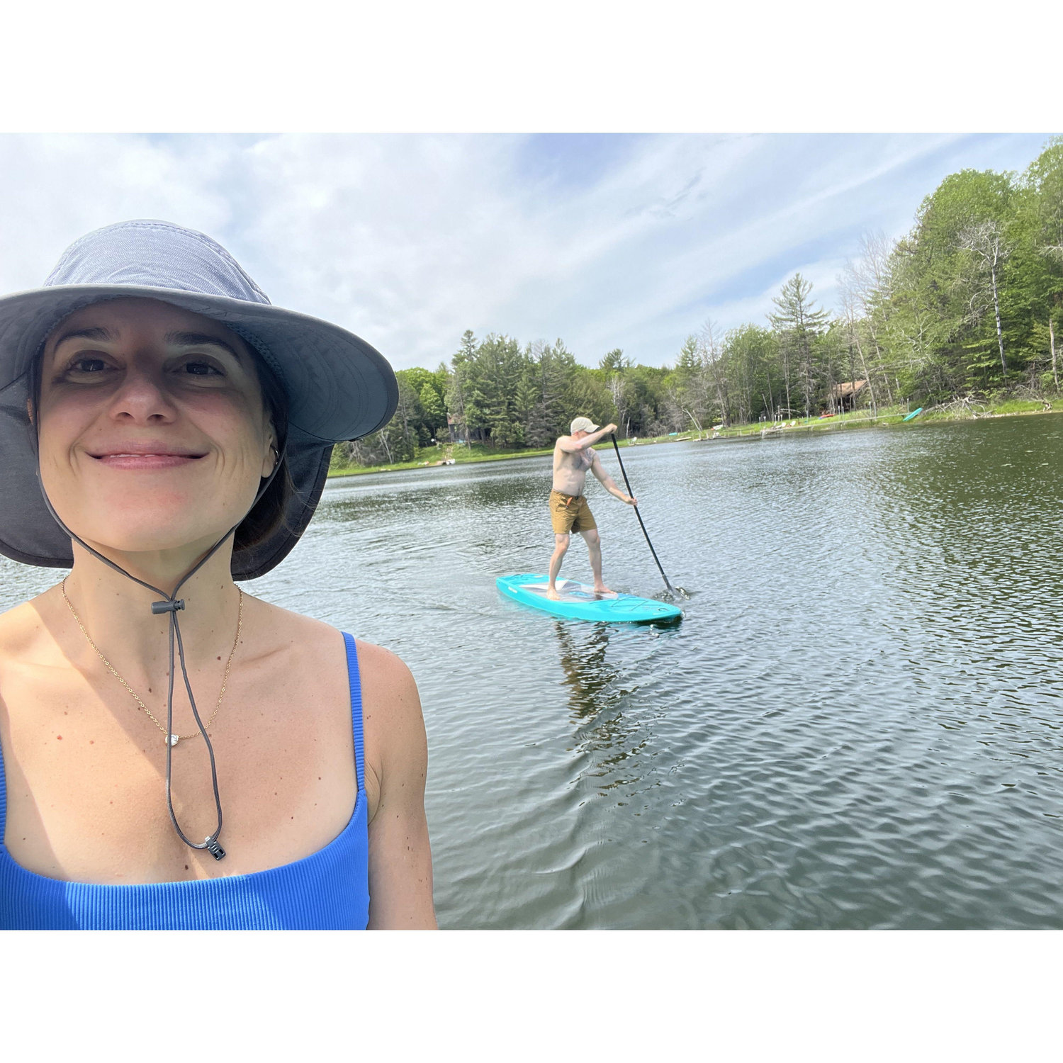 Paddle-boarding while visiting PB's friend for his bday, June 2024