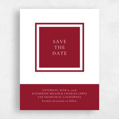 Burgundy, Red Wedding Save the Date - Potter Frame
