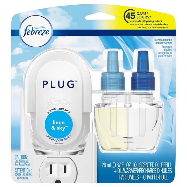 Febreze Plug Odor-Eliminating Scented Oil Refill and Oil Warmer - Linen & Sky - 1ct