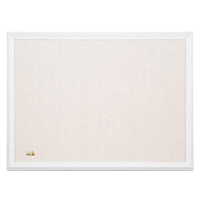 U Brands Linen Cork Linen Bulletin Board, 17 x 23 Inches, White Wood Frame (3264U00-01)