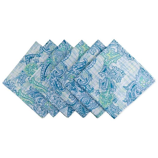 DII Blue Paisley Outdoor Tabletop Collection, Stain Resistant & Waterproof, Napkin Set, Blue