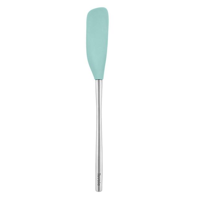 Tovolo Flex-Core Stainless Steel Handle Jar Scraper Aqua: Silicone & Stainless, 10.5" Length, Dishwasher-Safe Spatula