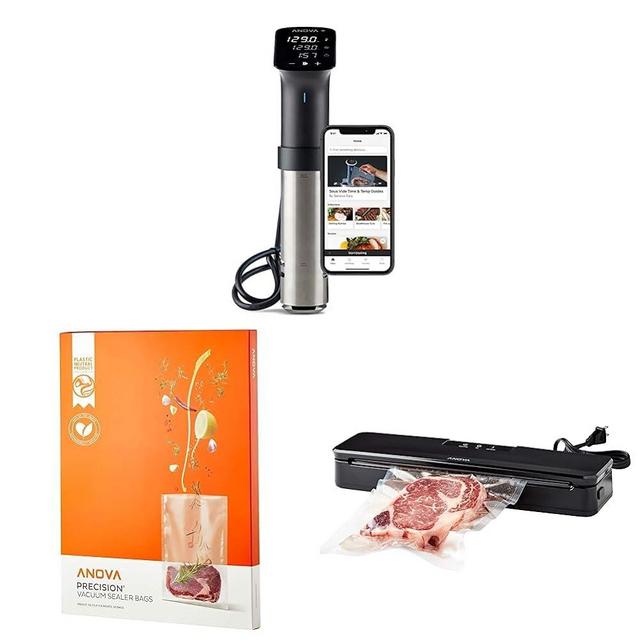 Anova Culinary Sous Vide Precision Cooker Pro & Anova Culinary Precision Vacuum Sealer Bags & Anova Culinary ANVS01-US00 Anova Precision Vacuum Sealer, Includes 10 Precut Bags