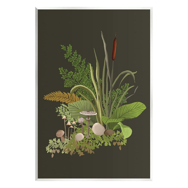 Stupell Industries Natural Forest Floor Botanical Arrangement Mixed Mushrooms Ferns Wood Wall Art, Design By House of Rose