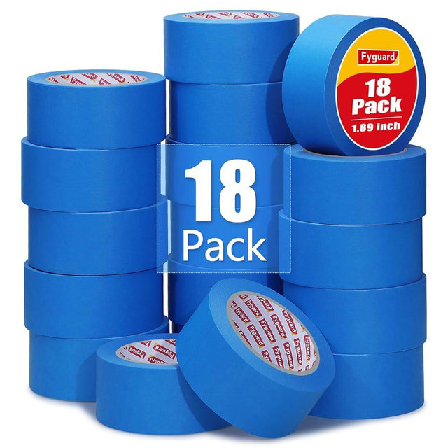 Fyguard 18 Rolls Painters Tape 2 Inches Wide Blue Painters Tape 18 Roll x 1.89 Inch x 55 Yards Blue Masking Tape for Home Decoration