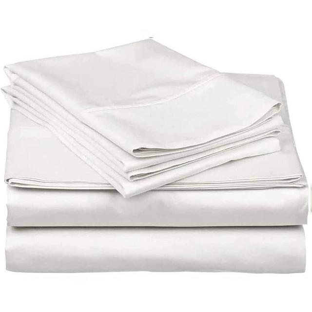 600 Thread Count 100% Cotton Queen Size Sheets Luxury 4 Piece Sateen Weave Hotel White Sheet Set, Smooth & Soft Sateen Weave Breathable Luxury Hotel Collection Sheets Queen Set White Solid