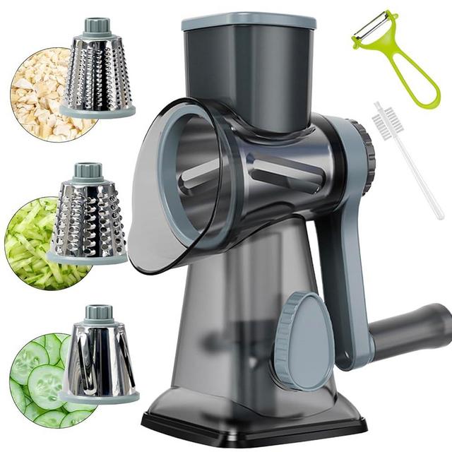 YOUCZON Rotary Cheese Grater Multi-Purpose Stainless Steel Cheese Shredder - Cheese Grater With Handle Effortless Grating of Carrots, Potatoes, Vegetables, and Fruits (blue)