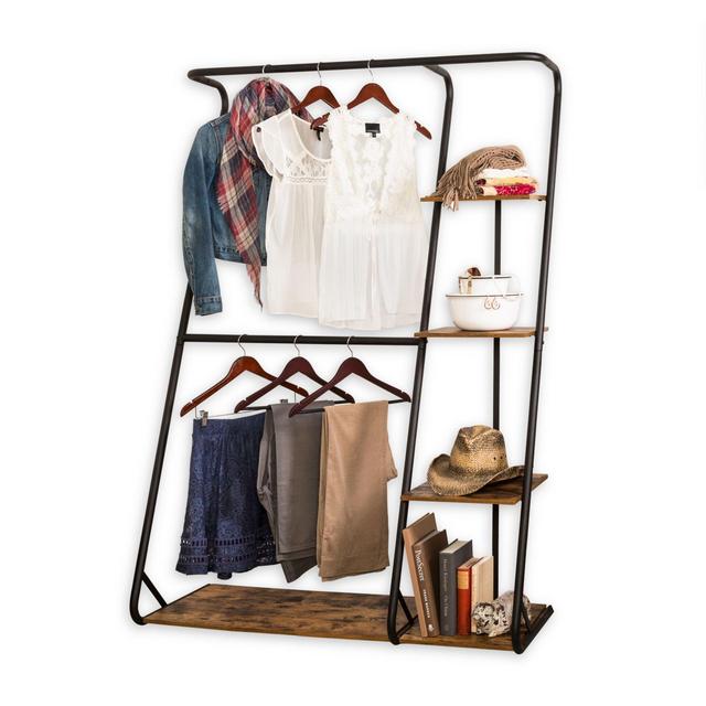 Honey-Can-Do® Rustic Z-Frame Wardrobe with Shelves